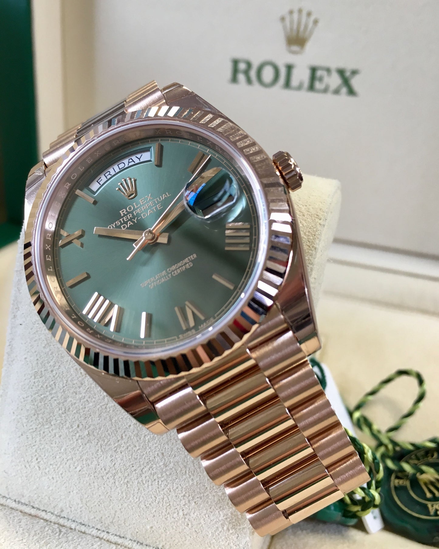 Montre Rolex DayDate 40 Olive Rose Gold Pour Homme