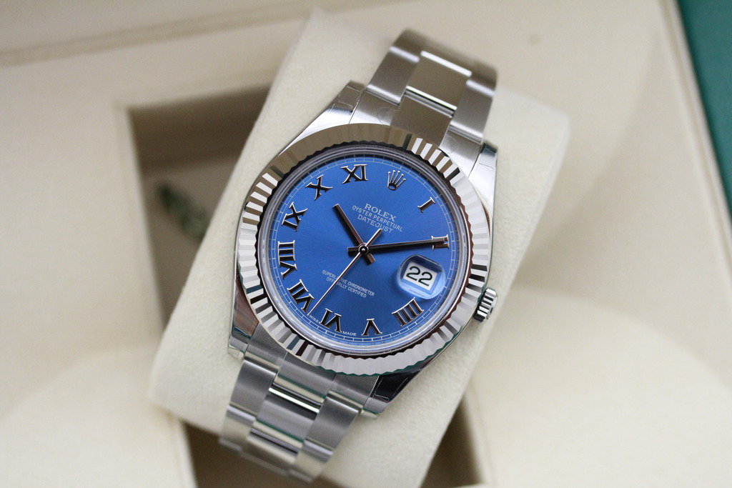شاهد Datejust II 41mm 116334 بالأرقام الرومانية الزرقاء