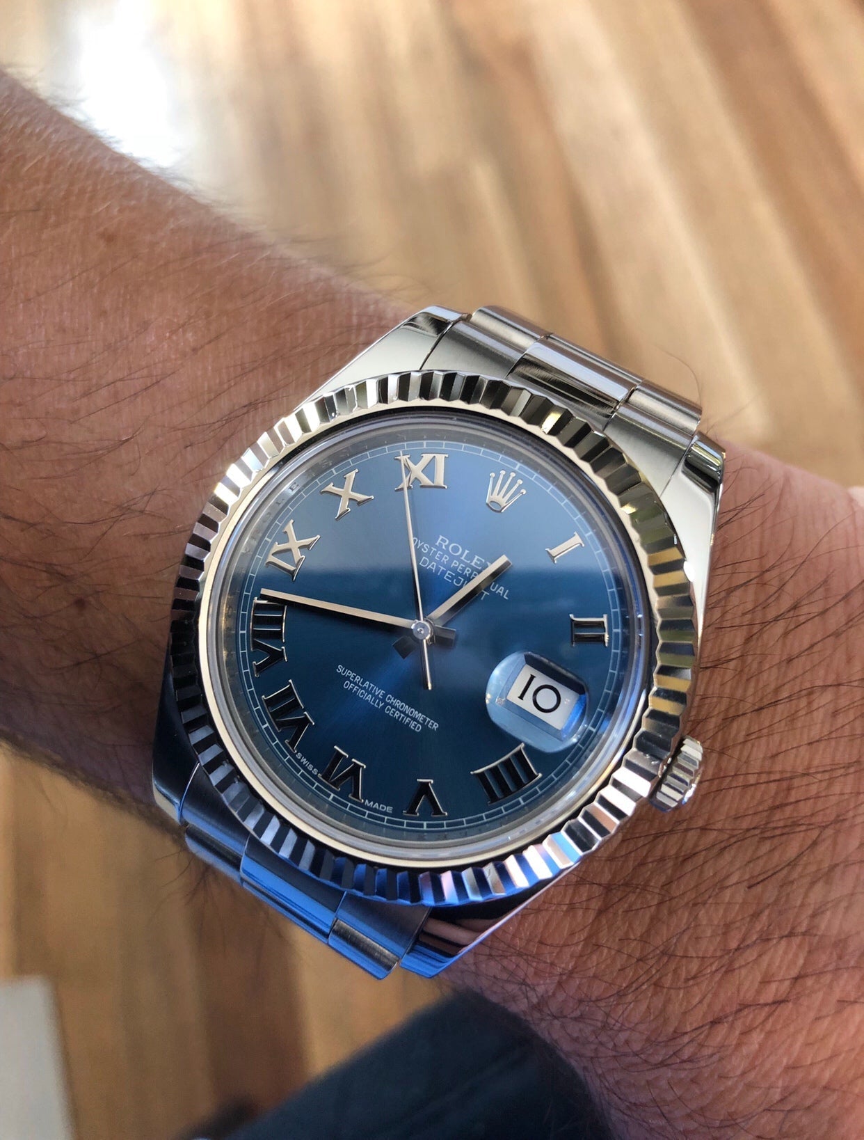شاهد Datejust II 41mm 116334 بالأرقام الرومانية الزرقاء