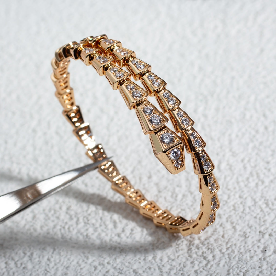[Verdaci™]SERPENTI BRACELET 6.8MM PINK GOLD DIAMOND