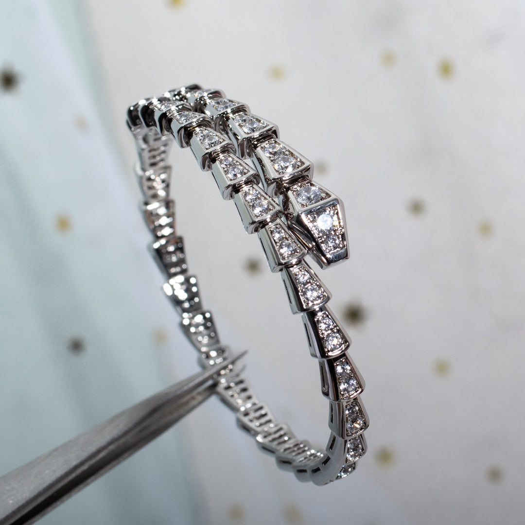 [Verdaci™]SERPENTI BRACELET 6MM SILVER DIAMOND