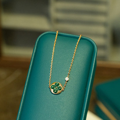 [Verdaci™]SUN MALACHITE 1 DIAMOND PINK GOLD BRACELET