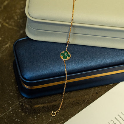 [Verdaci™]SUN MALACHITE 1 DIAMOND PINK GOLD BRACELET