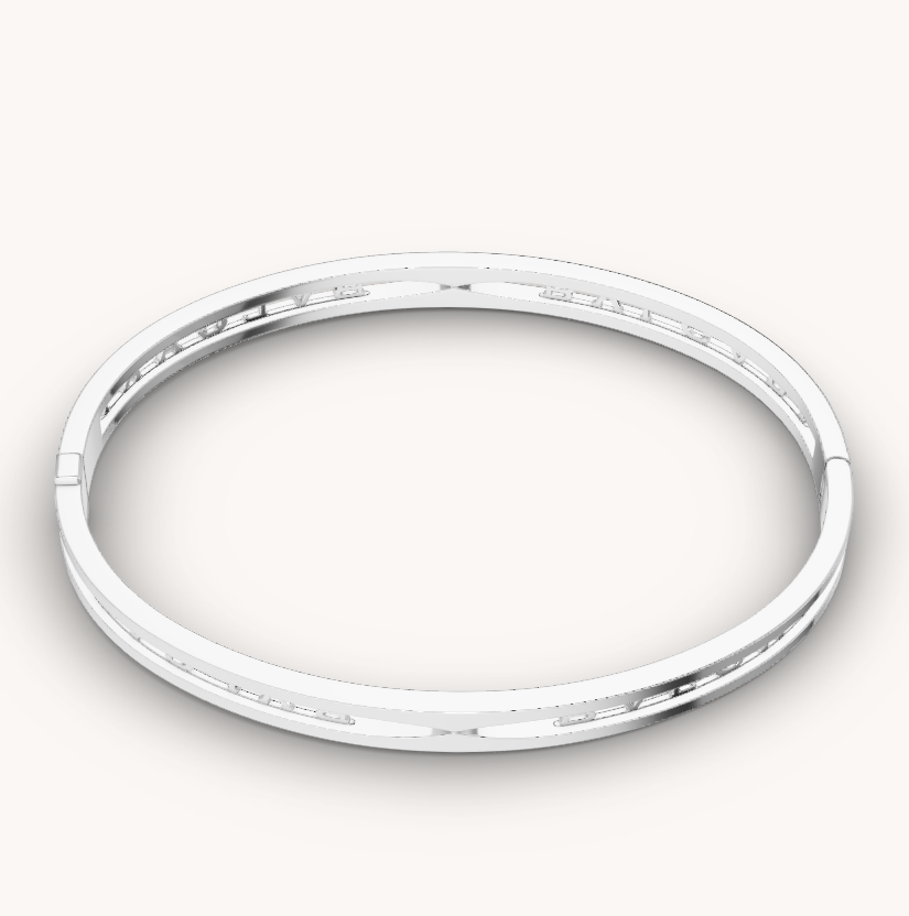 [Verdaci™]ZERO 1 SPIRAL LOGO SILVER BRACELET
