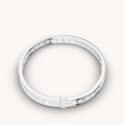 [Verdaci™]ZERO 1 SPIRAL LOGO SILVER BRACELET