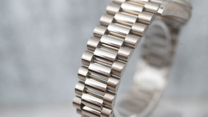 Rolex Day-Date 36 President White Bright Blue Baguette Dial 128239