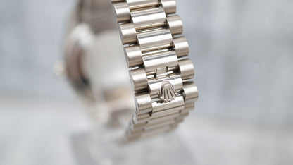 Rolex Day-Date 36 President White Bright Blue Baguette Dial 128239