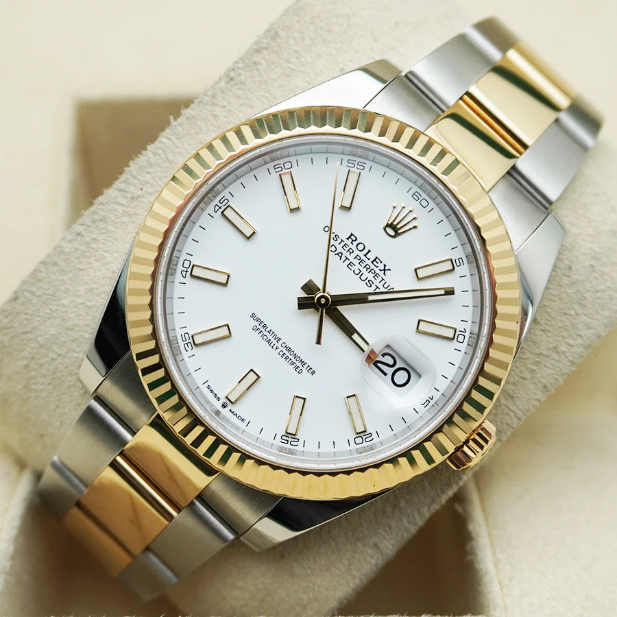 Rolex Datejust 41mm White Dial Fluted Bezel