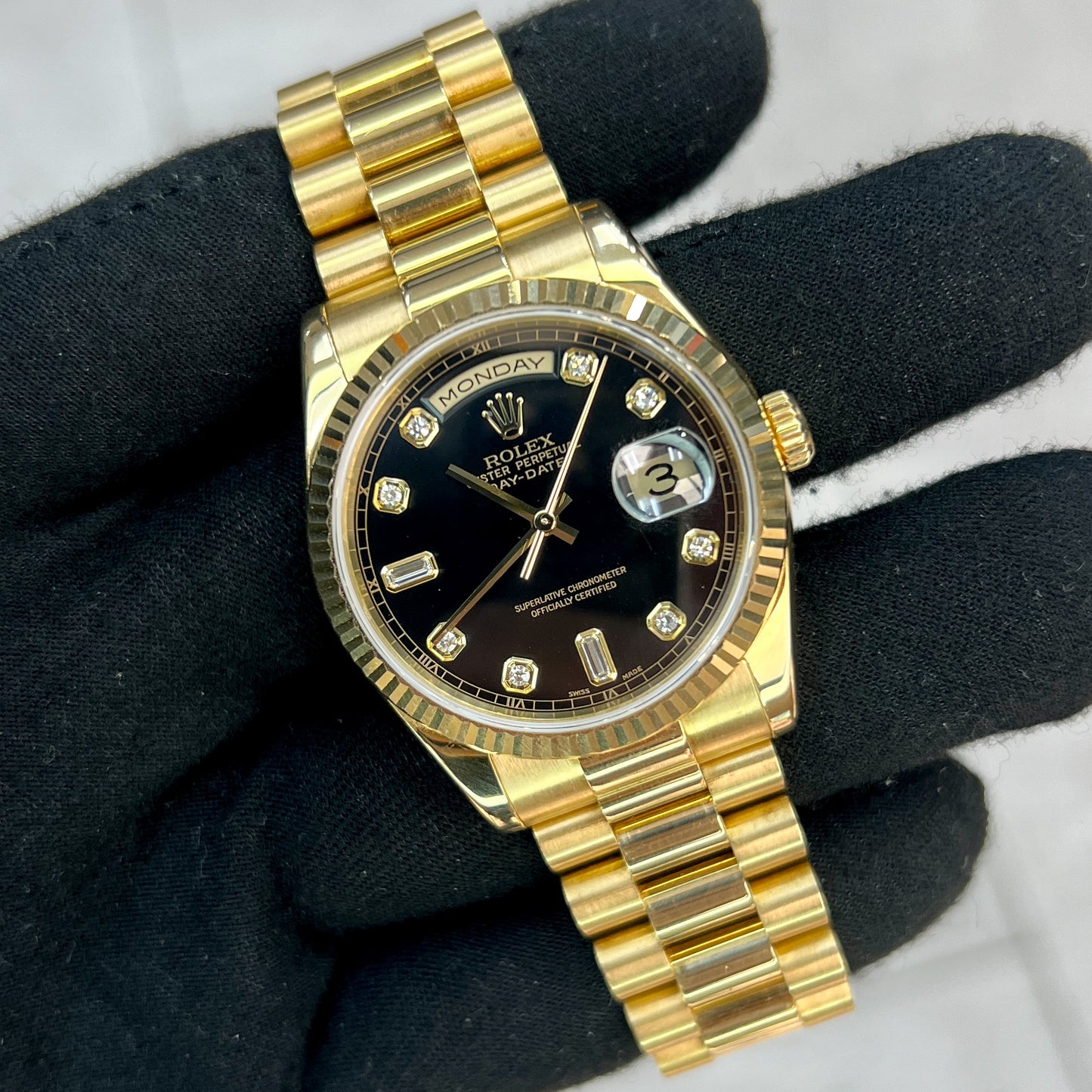 ROLEX DAY-DATE 36 BLACK DIAL