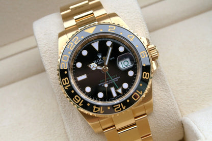 Rolex GMT-Master II 116718LN Yellow Gold Black Dial Oyster