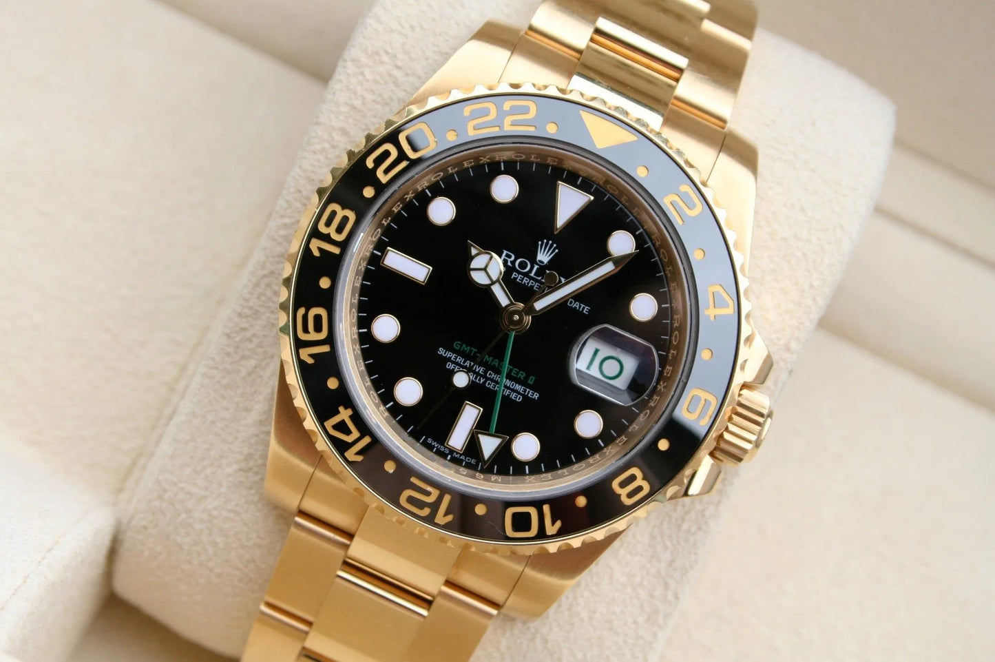 Rolex GMT-Master II 116718LN Yellow Gold Black Dial Oyster