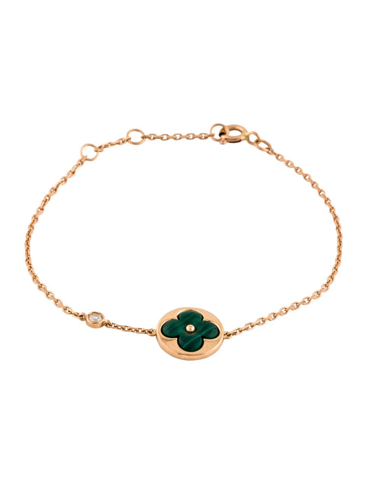 [Verdaci™]SUN MALACHITE 1 DIAMOND PINK GOLD BRACELET