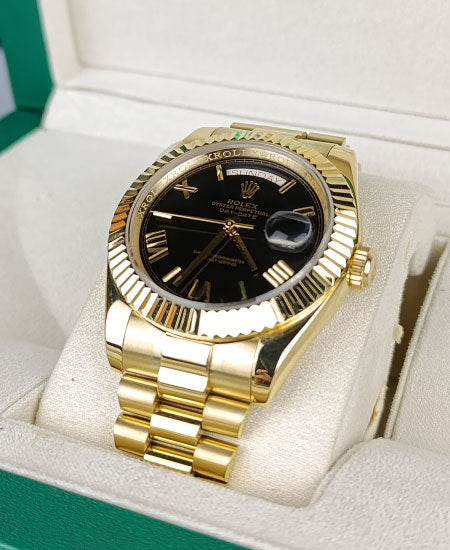 Rolex Day Date Yellow Gold Black Dial