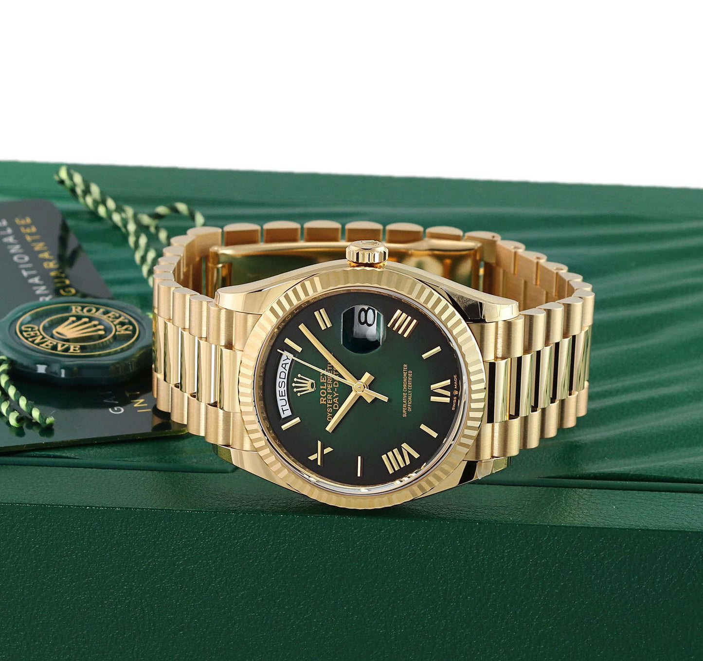 Rolex Day Date Yellow Gold 128238 Green