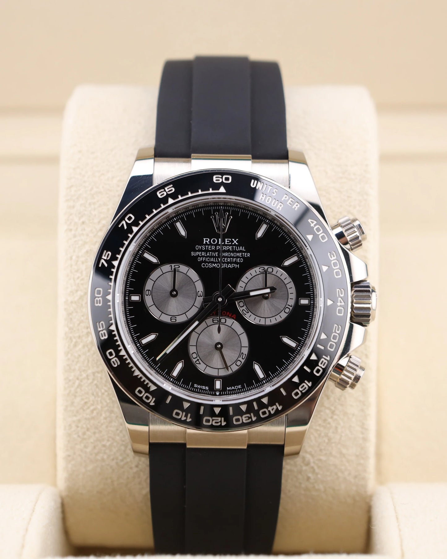 Rolex Daytona White Black Dial on Oysterflex 126519LN