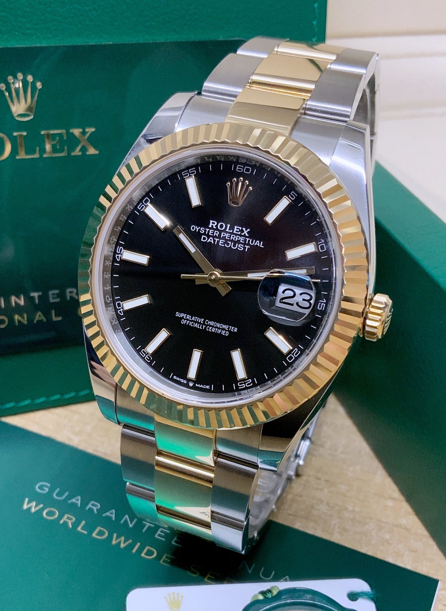 ROLEX DATEJUST 41MM TWO TONE OYSTER PERPETUAL BLACK DIAL