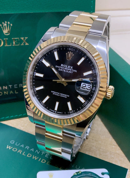 ROLEX DATEJUST 41MM TWO TONE OYSTER PERPETUAL BLACK DIAL