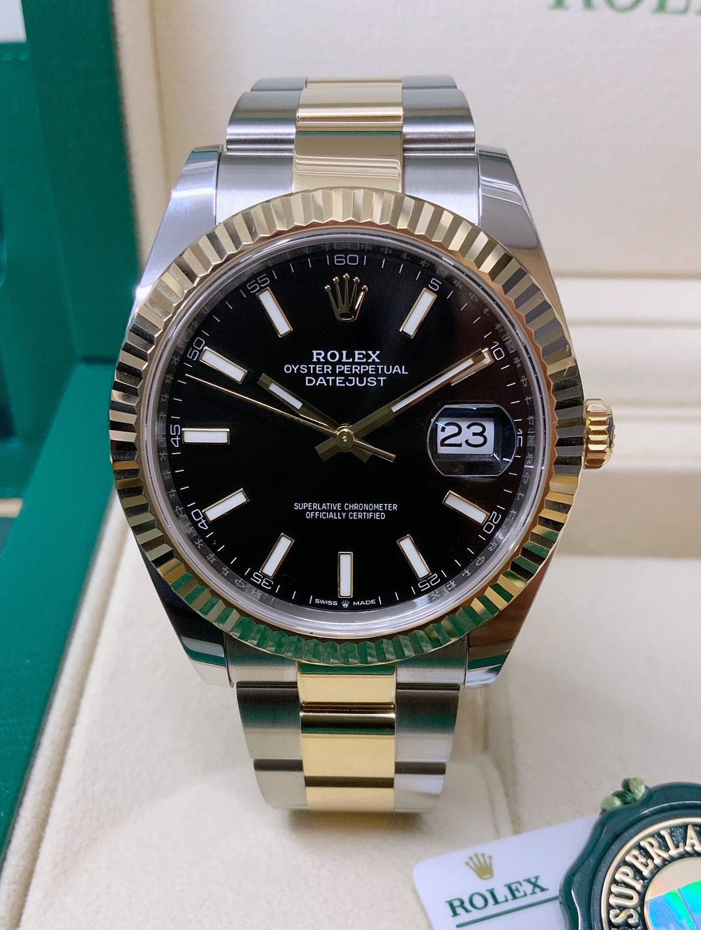 ROLEX DATEJUST 41MM TWO TONE OYSTER PERPETUAL BLACK DIAL