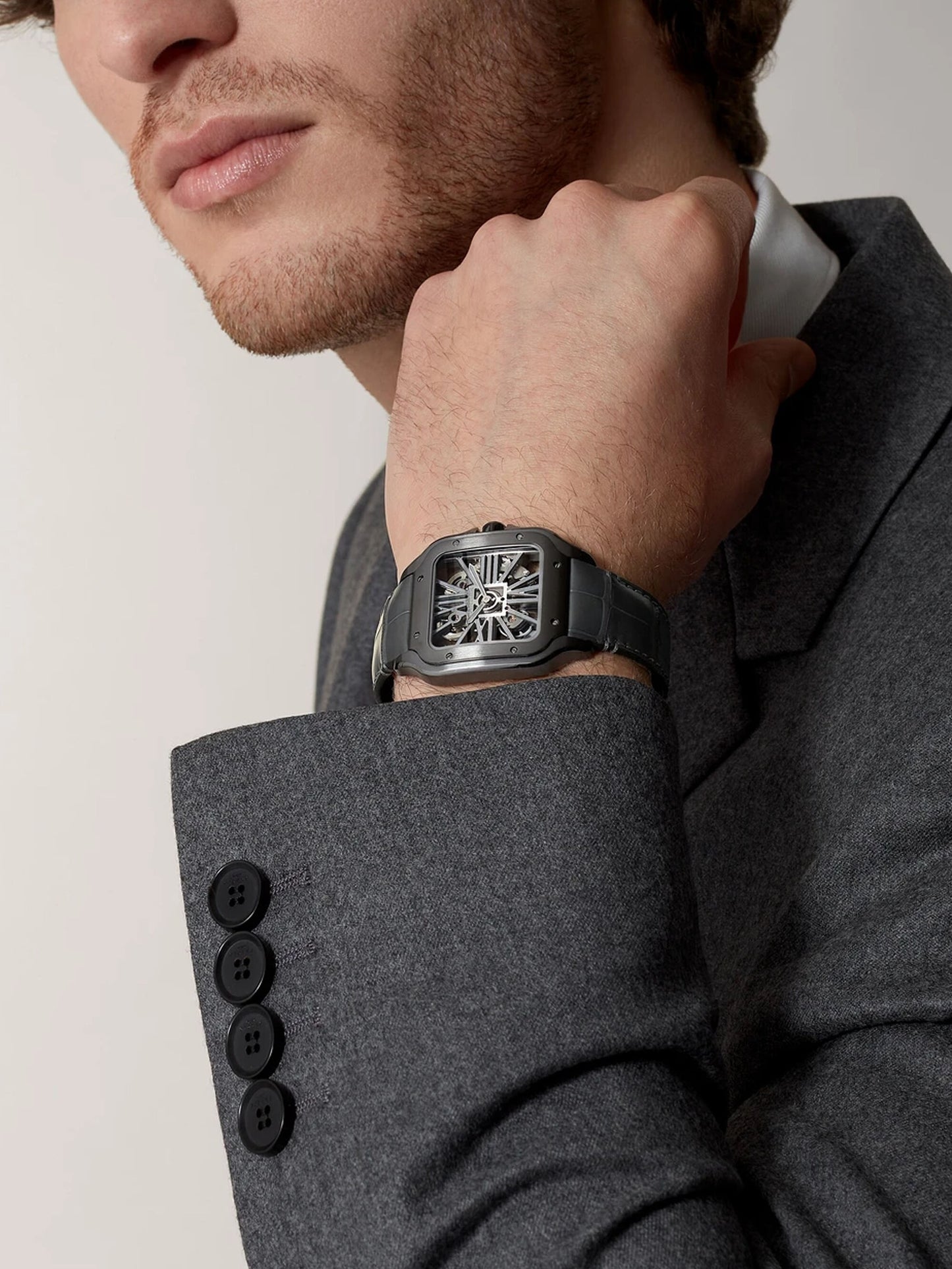 Cartier Santos skeleton cuir large model