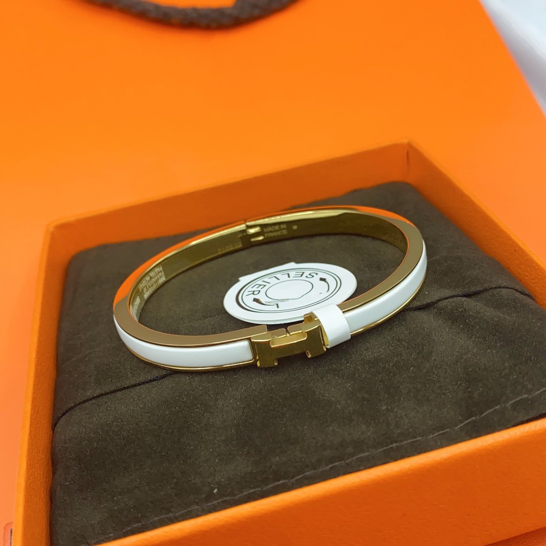 [Verdaci™]CLASSIC HM CLIC WHITE 8MM ENAMEL BRACELET