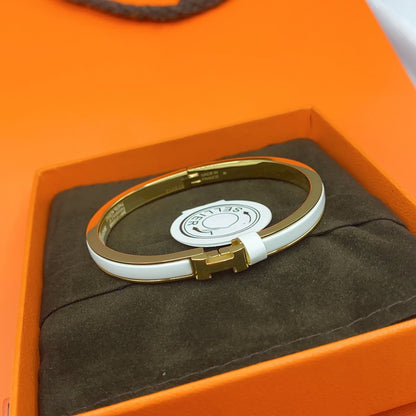 [Verdaci™]CLASSIC HM CLIC WHITE 8MM ENAMEL BRACELET