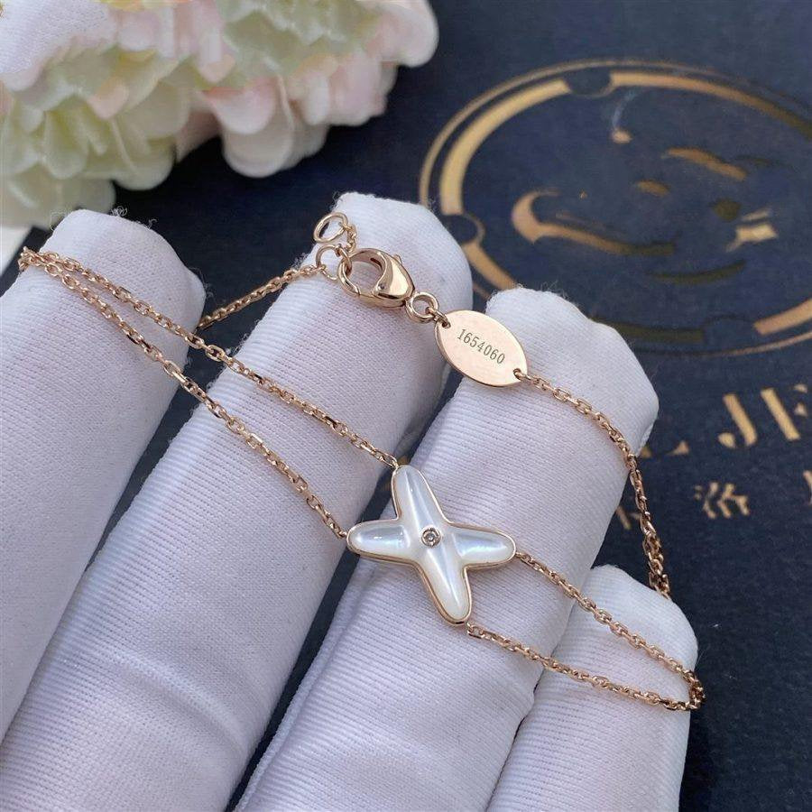 [Verdaci™]JEUX BRACELET WHITE MOP PINK GOLD 1 DIAMOND