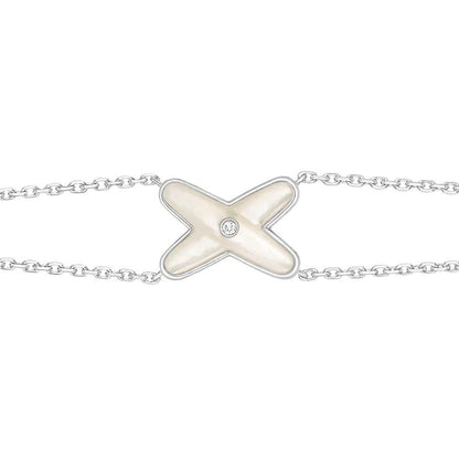 [Verdaci™]JEUX BRACELET WHITE MOP SILVER 1 DIAMOND