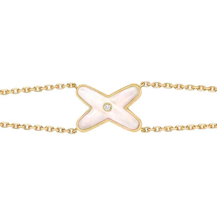 [Verdaci™]JEUX BRACELET WHITE MOP GOLD 1 DIAMOND