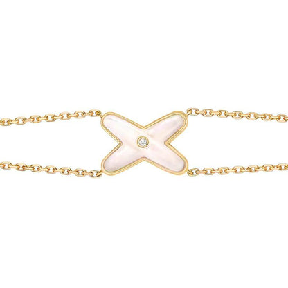 [Verdaci™]JEUX BRACELET WHITE MOP GOLD 1 DIAMOND