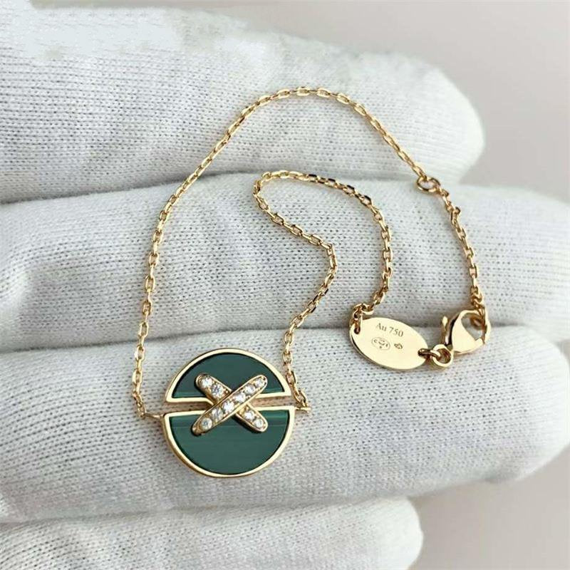 [Verdaci™]JEUX DE BRACELET MALACHITE PINK GOLD DIAMONDS