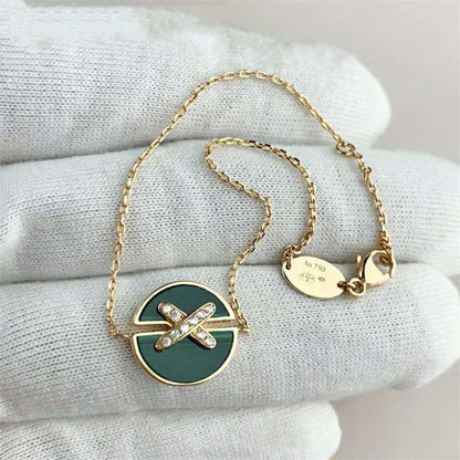 [Verdaci™]JEUX DE BRACELET MALACHITE PINK GOLD DIAMONDS