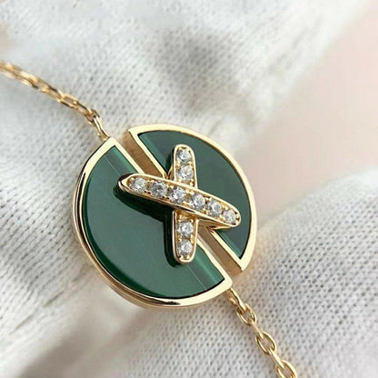 [Verdaci™]JEUX DE BRACELET MALACHITE PINK GOLD DIAMONDS