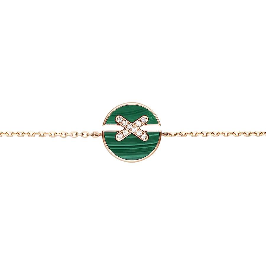 [Verdaci™]JEUX DE BRACELET MALACHITE PINK GOLD DIAMONDS