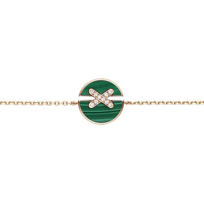 [Verdaci™]JEUX DE BRACELET MALACHITE PINK GOLD DIAMONDS