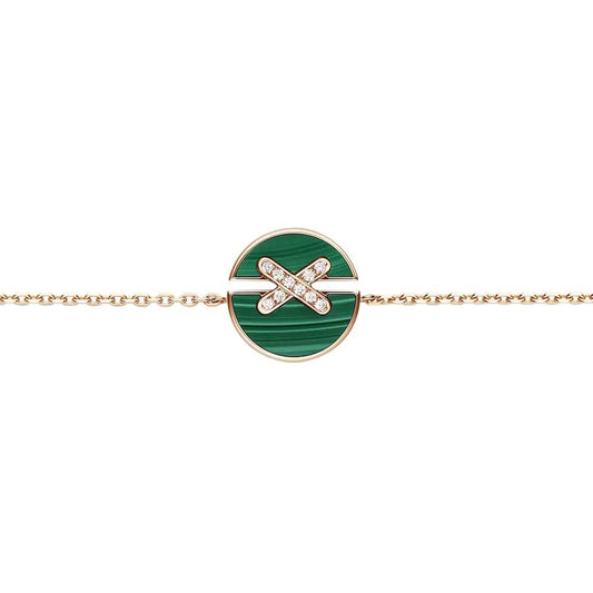[Verdaci™]JEUX DE BRACELET MALACHITE PINK GOLD DIAMONDS