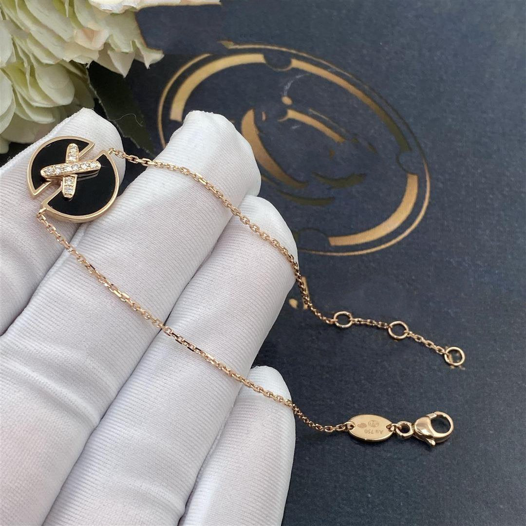 [Verdaci™]JEUX DE BRACELET ONYX PINK GOLD DIAMOND