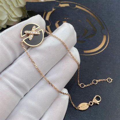 [Verdaci™]JEUX DE BRACELET ONYX PINK GOLD DIAMOND