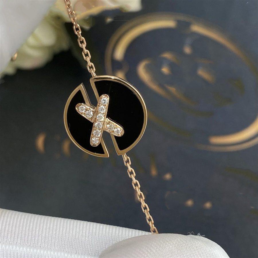 [Verdaci™]JEUX DE BRACELET ONYX PINK GOLD DIAMOND