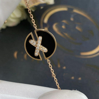 [Verdaci™]JEUX DE BRACELET ONYX PINK GOLD DIAMOND