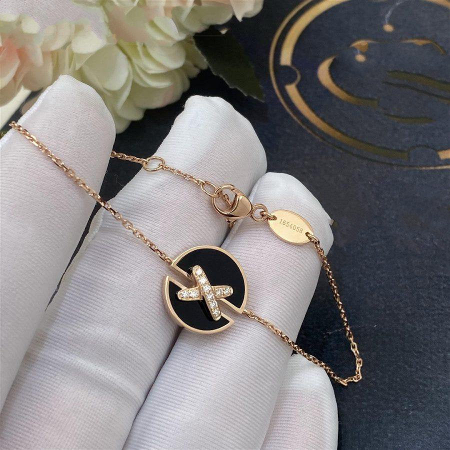 [Verdaci™]JEUX DE BRACELET ONYX PINK GOLD DIAMOND