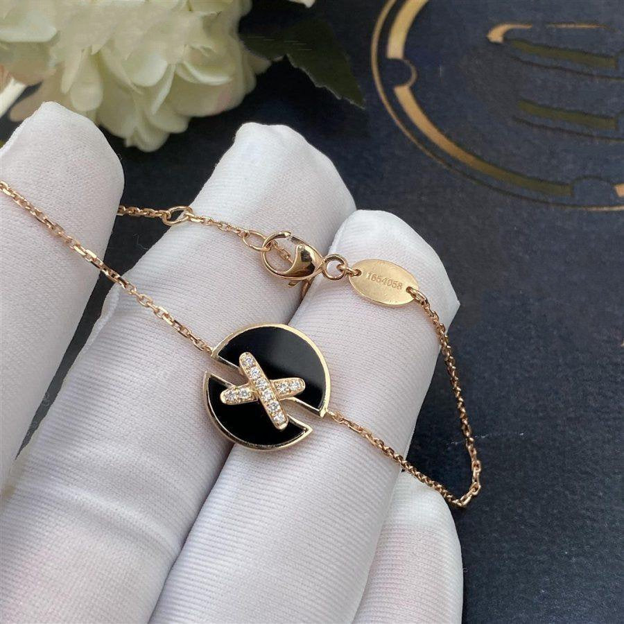 [Verdaci™]JEUX DE BRACELET ONYX PINK GOLD DIAMOND