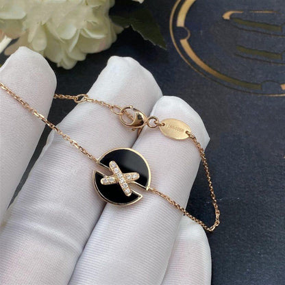 [Verdaci™]JEUX DE BRACELET ONYX PINK GOLD DIAMOND