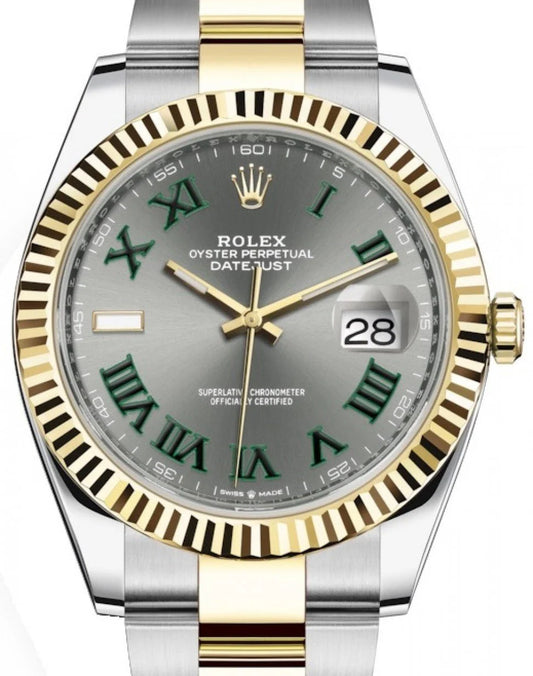 ROLEX Datejust 41mm Wimbledon Two Tone Gold/Silver Oyster