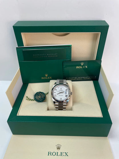 Rolex Day-Date 40  White Roman Dial