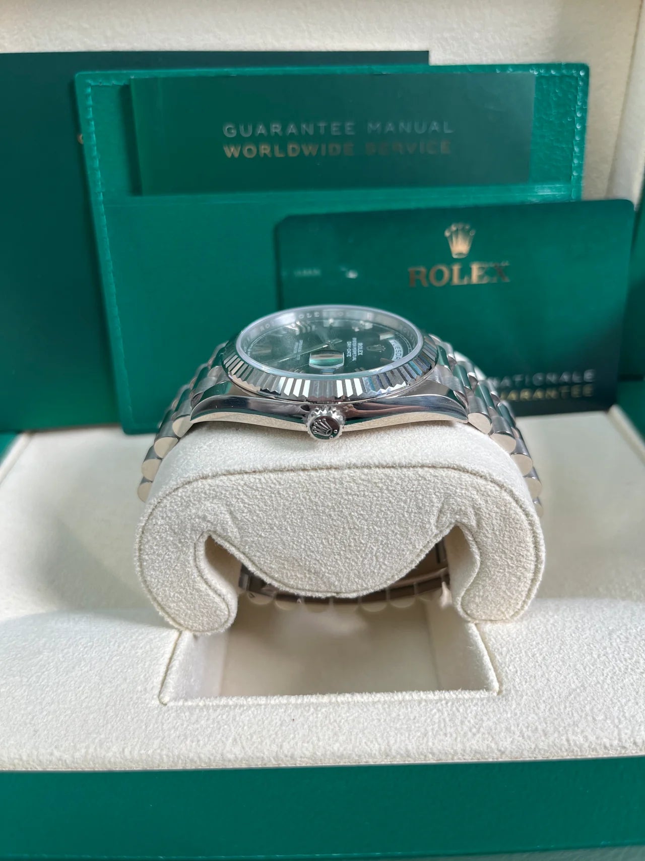 Rolex Day Date Olive Green Silver
