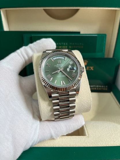 Rolex Day Date Olive Green Silver