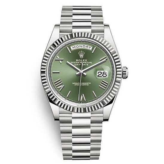 Rolex Day Date Olive Green Silver