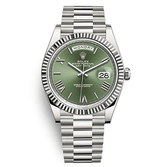 Rolex Day Date Olive Green Silver