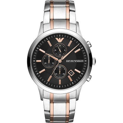 EMPORIO ARMANI AR11165 SILVER/ROSE GOLD - BLACK CHRONO