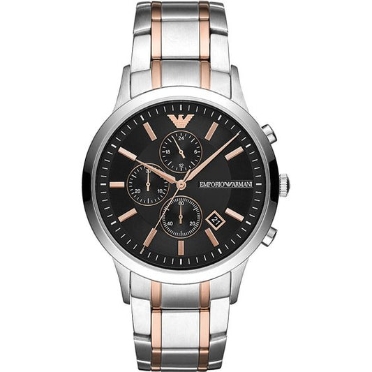 EMPORIO ARMANI AR11165 SILVER/ROSE GOLD - BLACK CHRONO